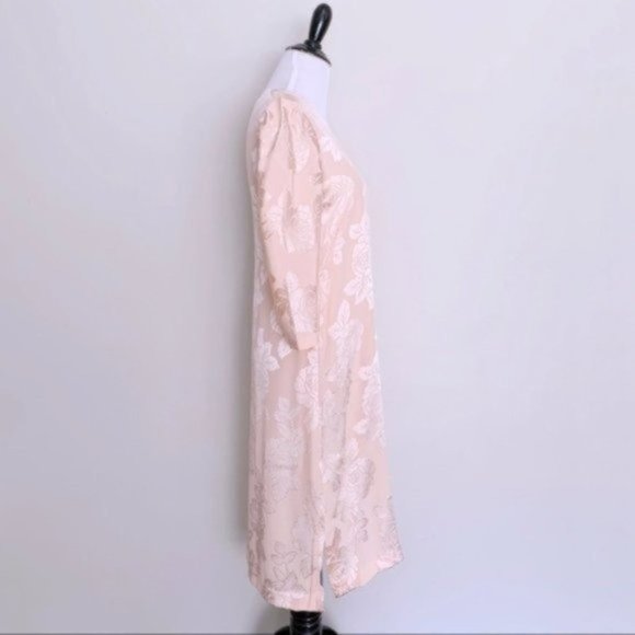 Handmade Vintage Ballet Pink Floral Satin Rose Print Shift Dress XXS/XS - Picture 5 of 8
